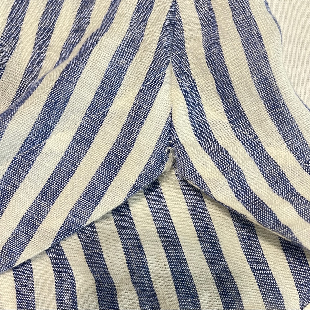 Boho Chic Blue and White Button Down 100% Linen Top size M - Picture 10 of 11